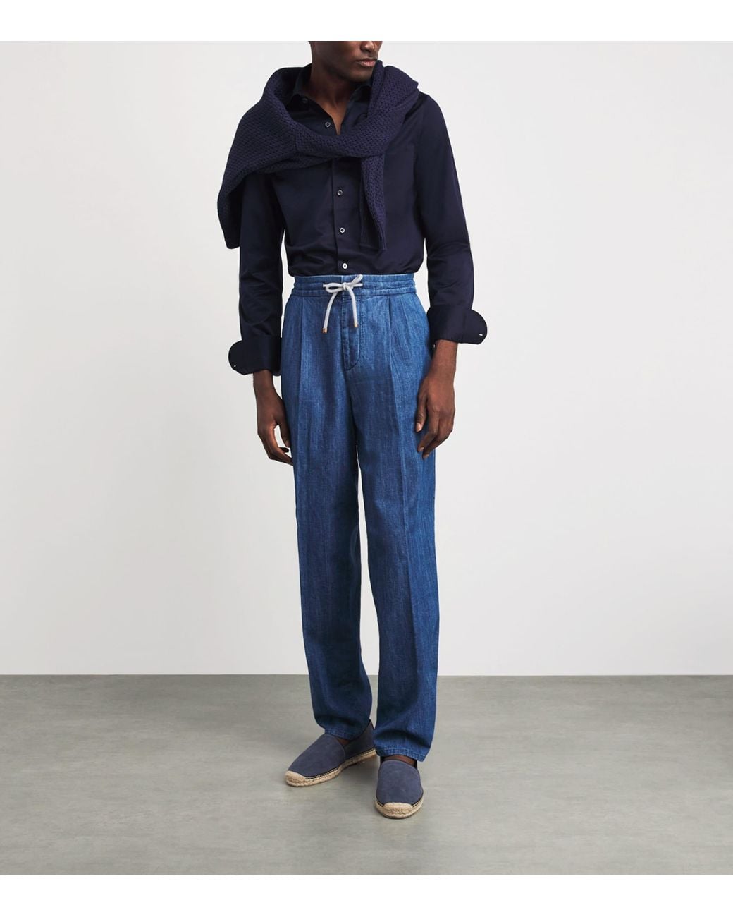 Isaia Blue Cotton Jersey Shirt for men