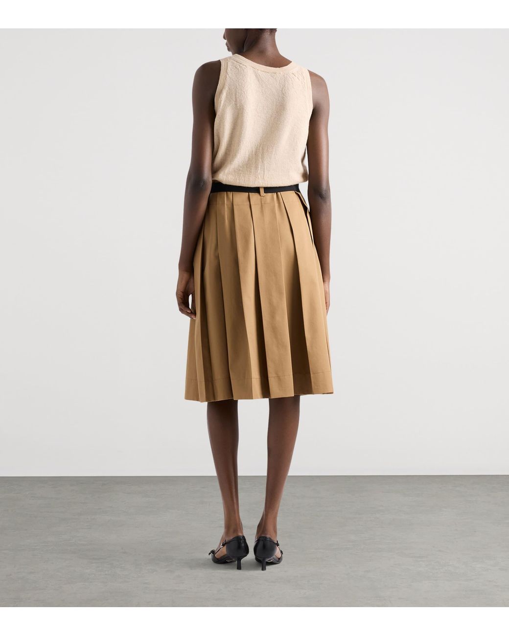 Prada Brown Gabardine Pleated Skirt
