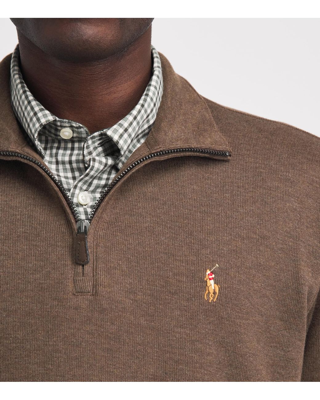 Polo Ralph Lauren Brown Estate-Rib Quarter-Zip Sweater for men