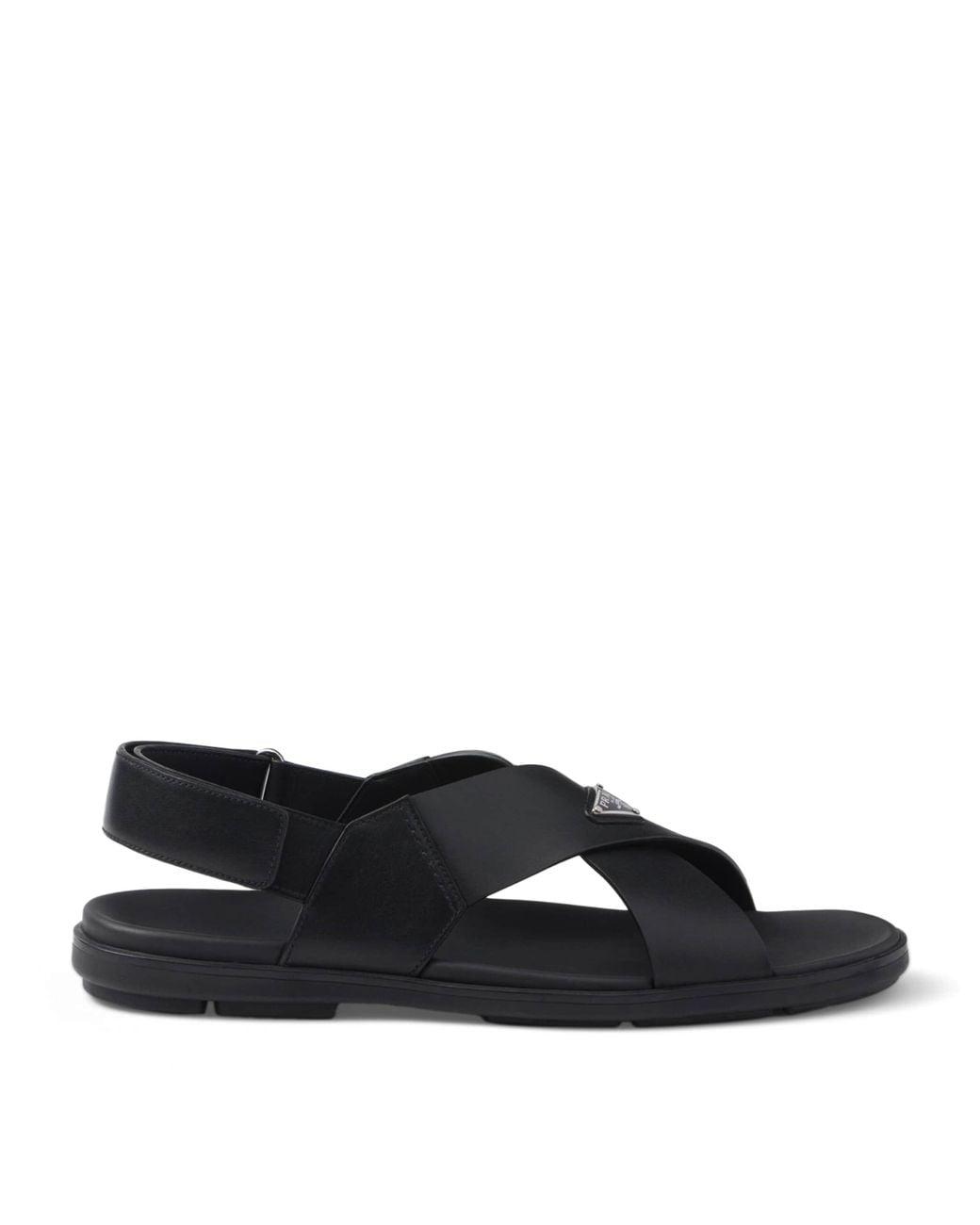 Prada Black Leather Crisscross Sandals for men