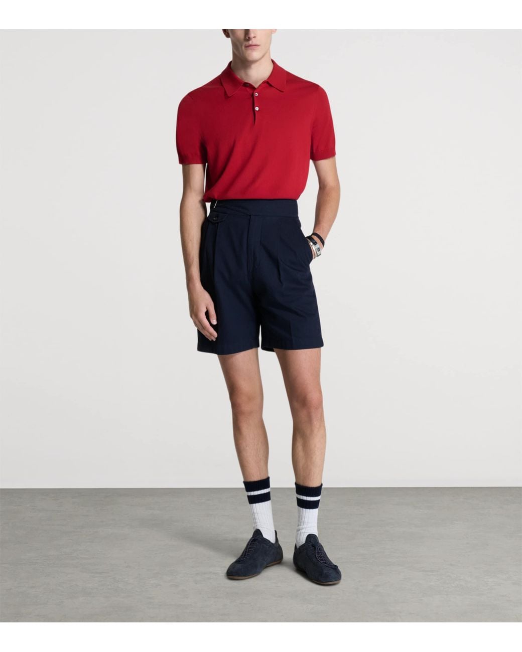 Dunhill Red Cotton-Mulberry Silk Polo Shirt for men