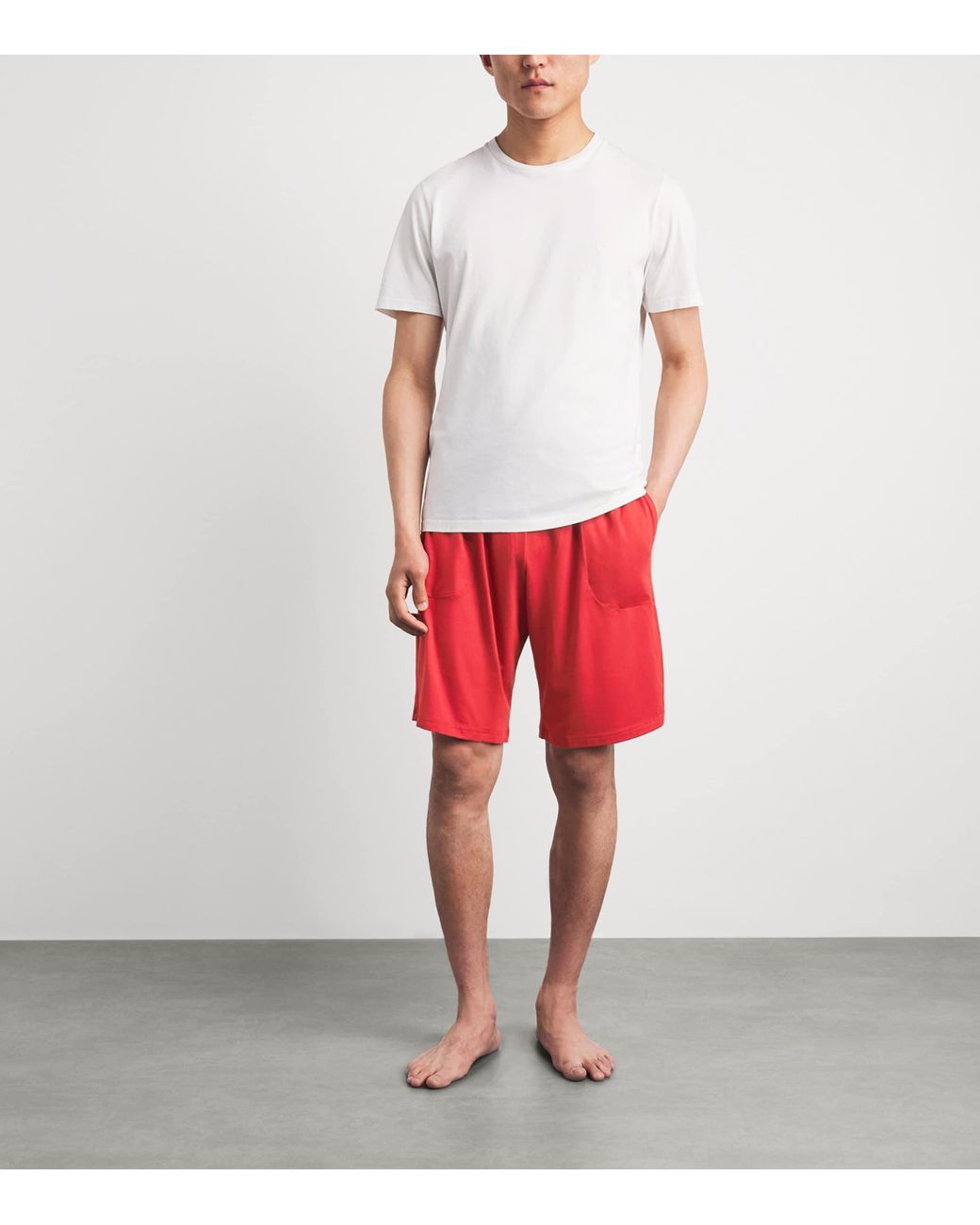 Derek Rose Red Micromodal Basel Sweatshorts for men