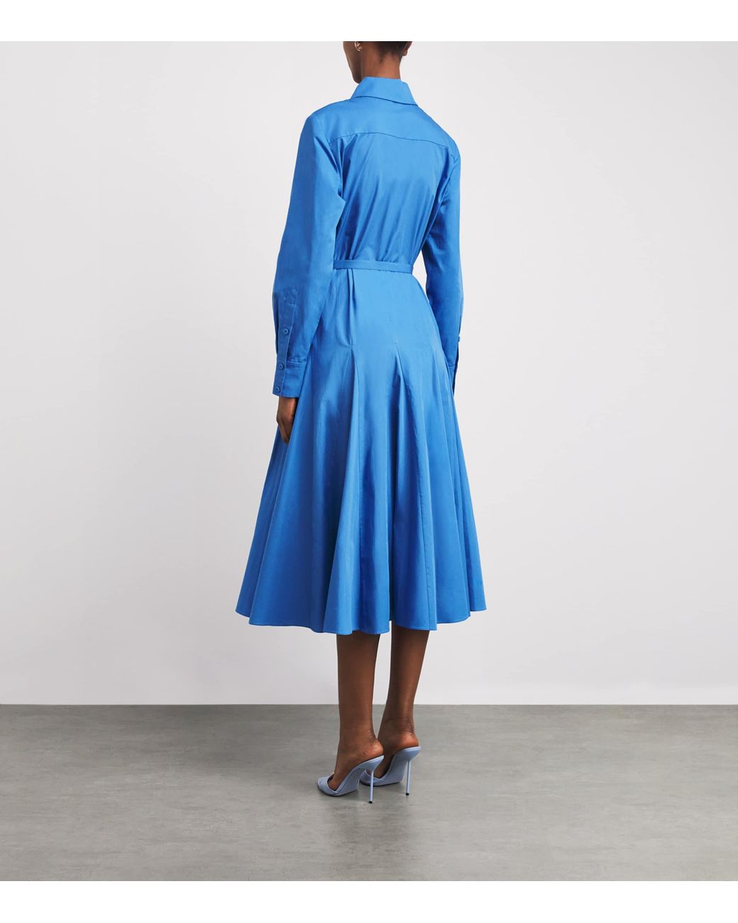 Emilia Wickstead Blue Cotton Marione Midi Shirt Dress