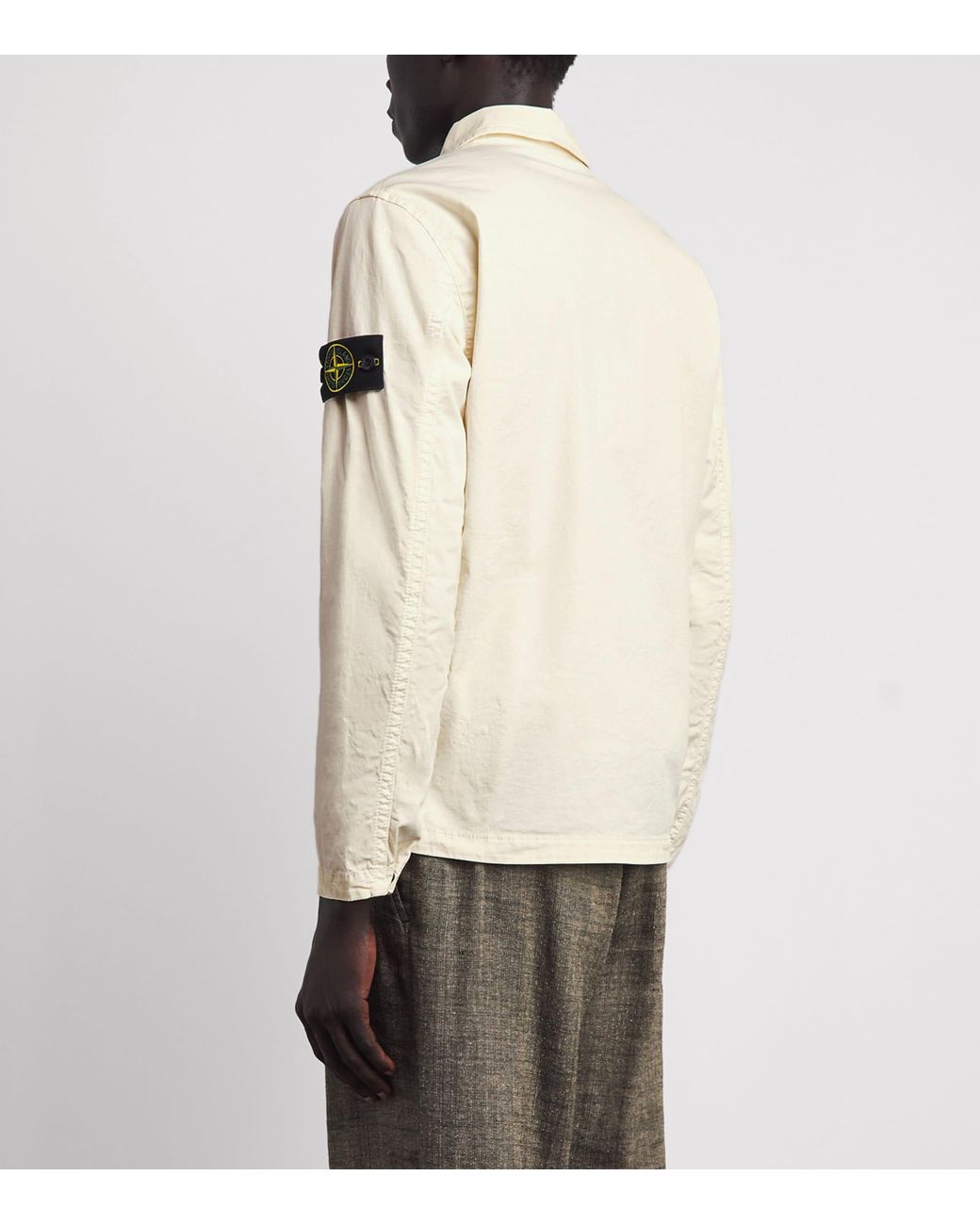 Stone Island Natural Stretch-Cotton Twill Compass Overshirt for men