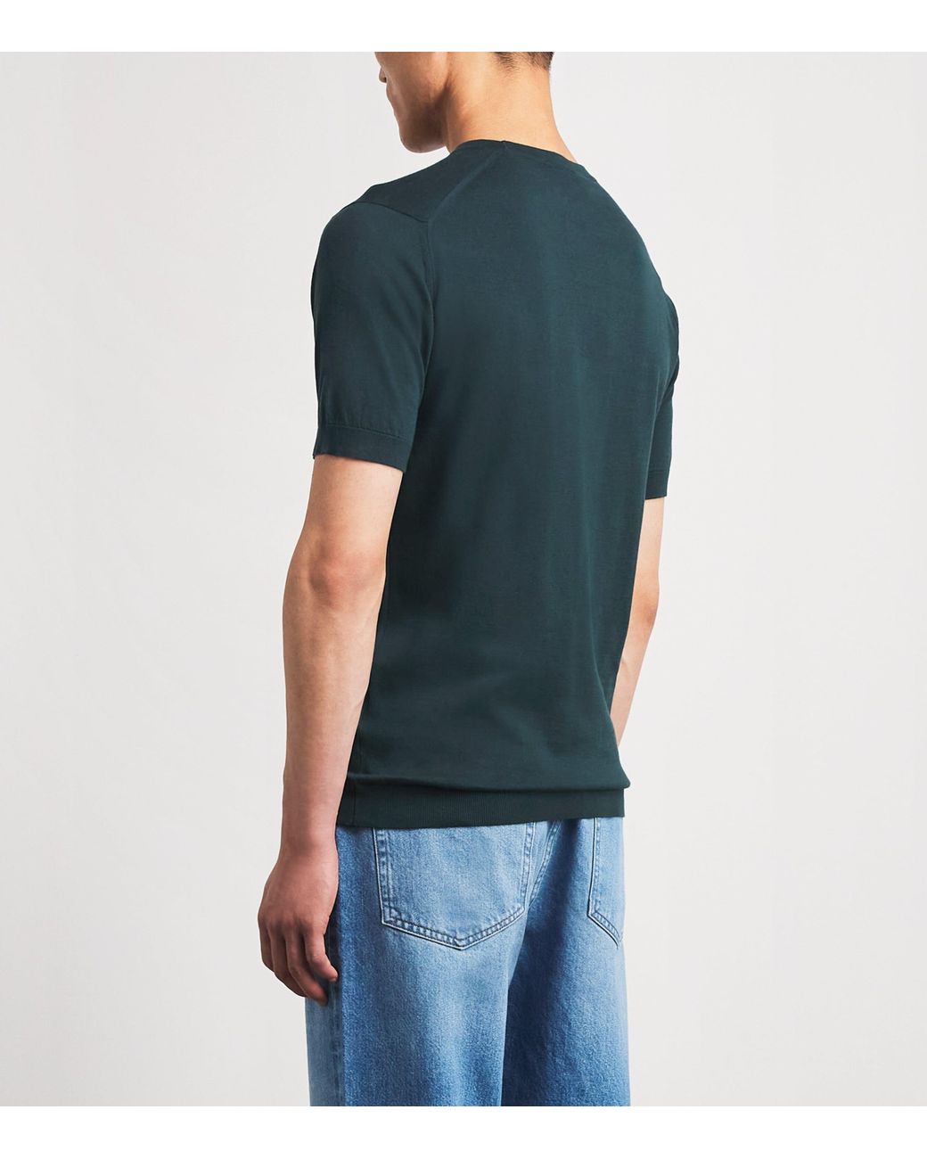 John Smedley Green Merino Wool T-Shirt for men