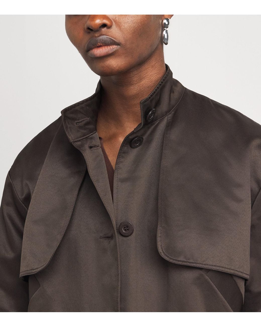 Claudie Pierlot Gray Satin-Effect Wide-Fit Jacket