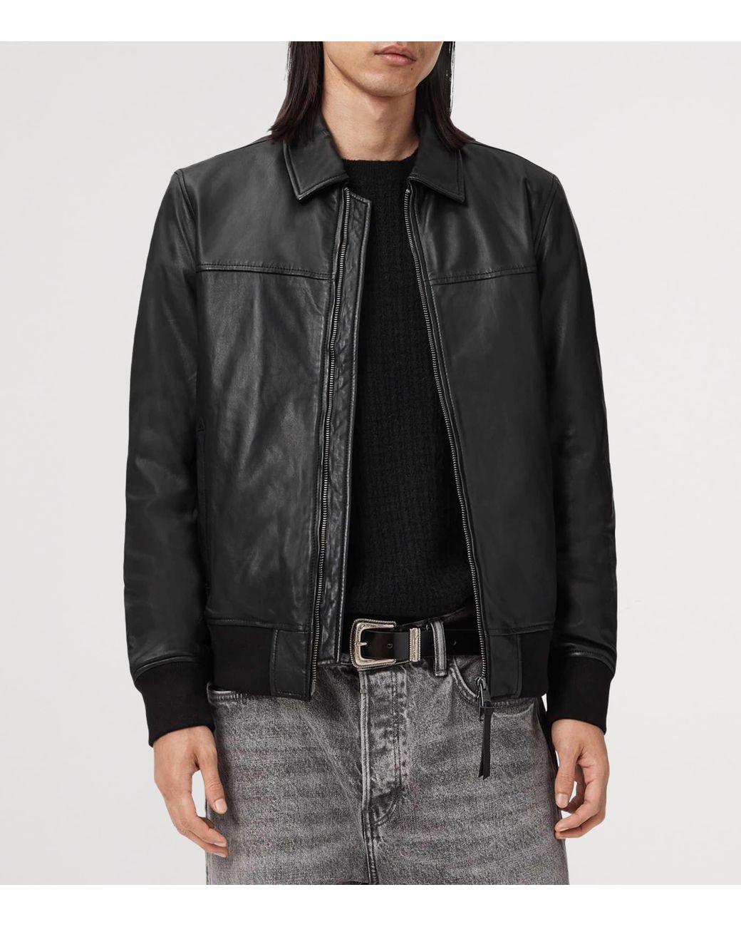 AllSaints Black Rashford Leather Jacket for men