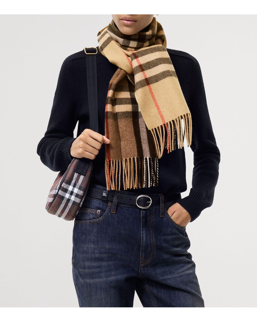 Burberry Natural Cashmere Gradient Check Scarf