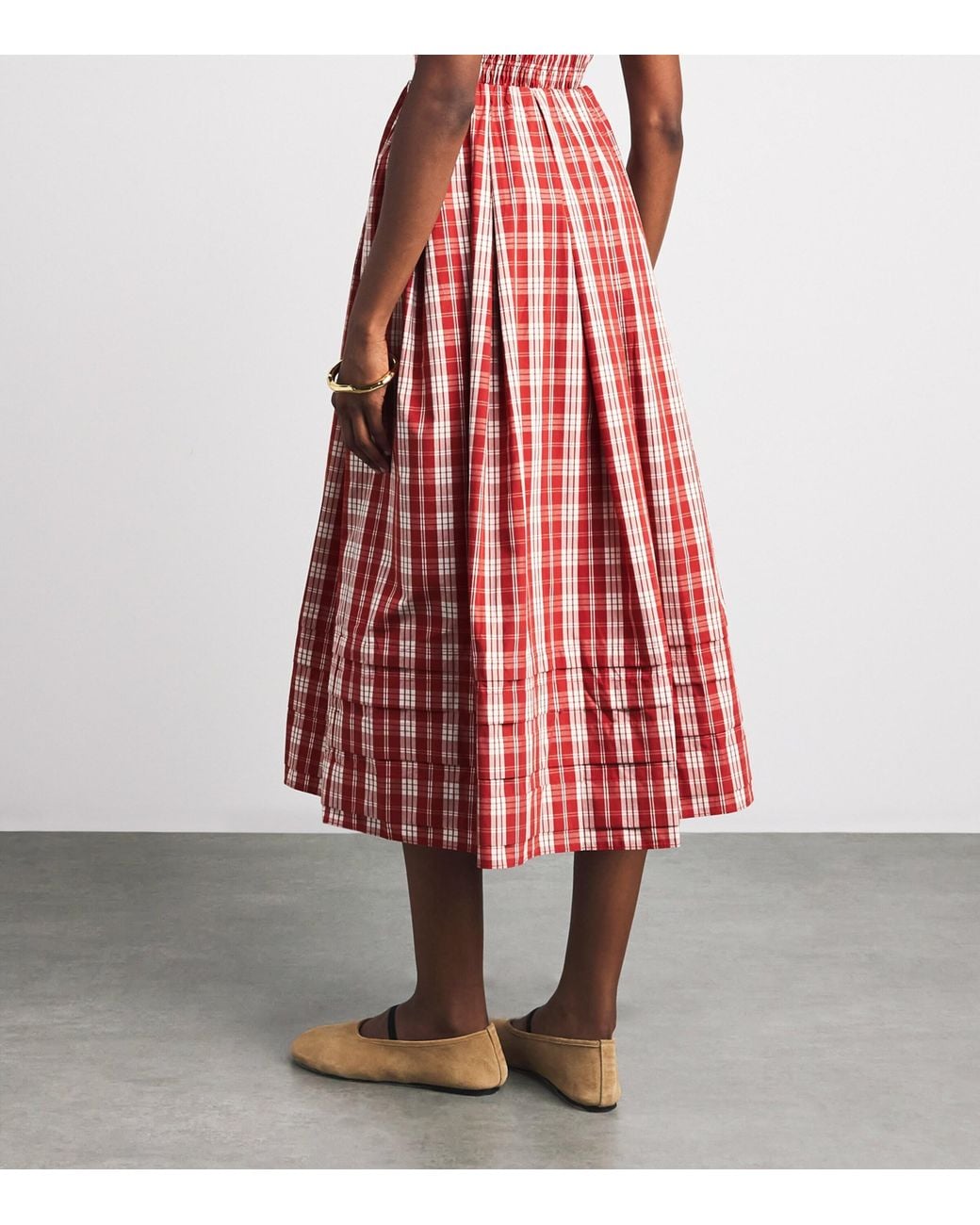 Faithfull The Brand Red Cotton Cales Midi Skirt