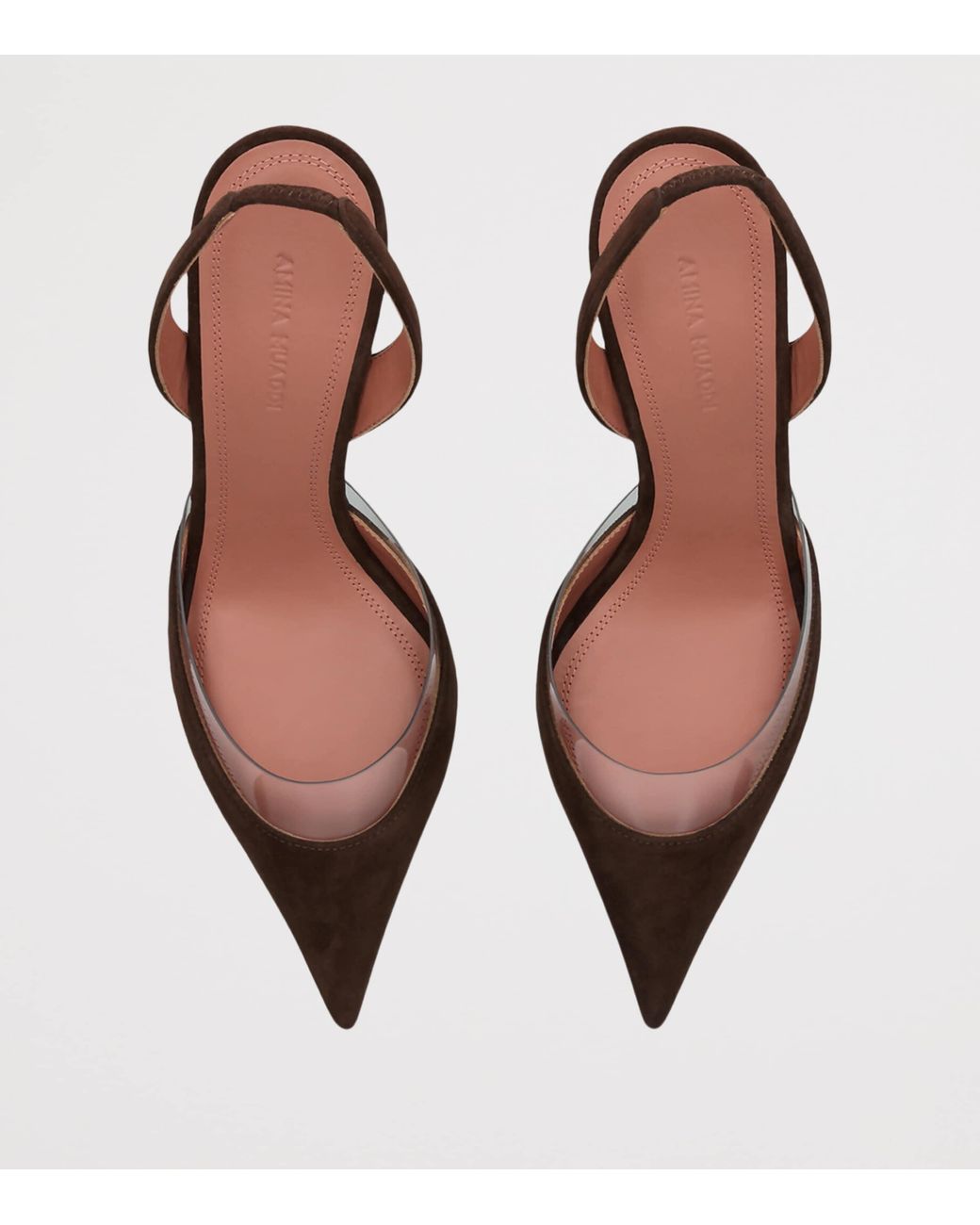 AMINA MUADDI Brown Suede Lara Slingback Heels 70