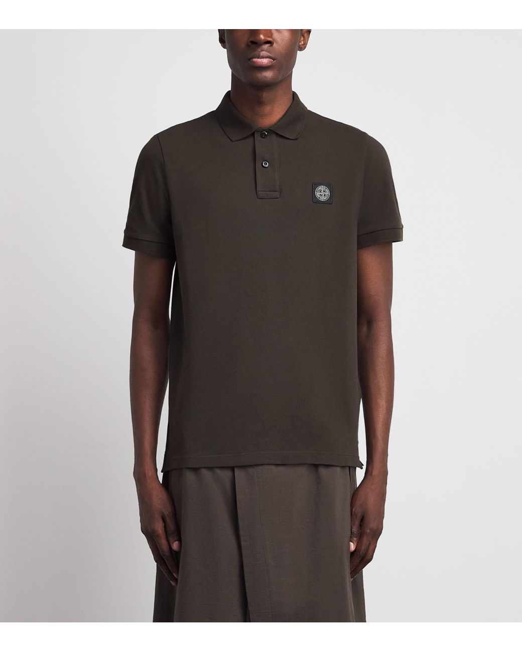 Stone Island Black Cotton Compass Polo Shirt for men