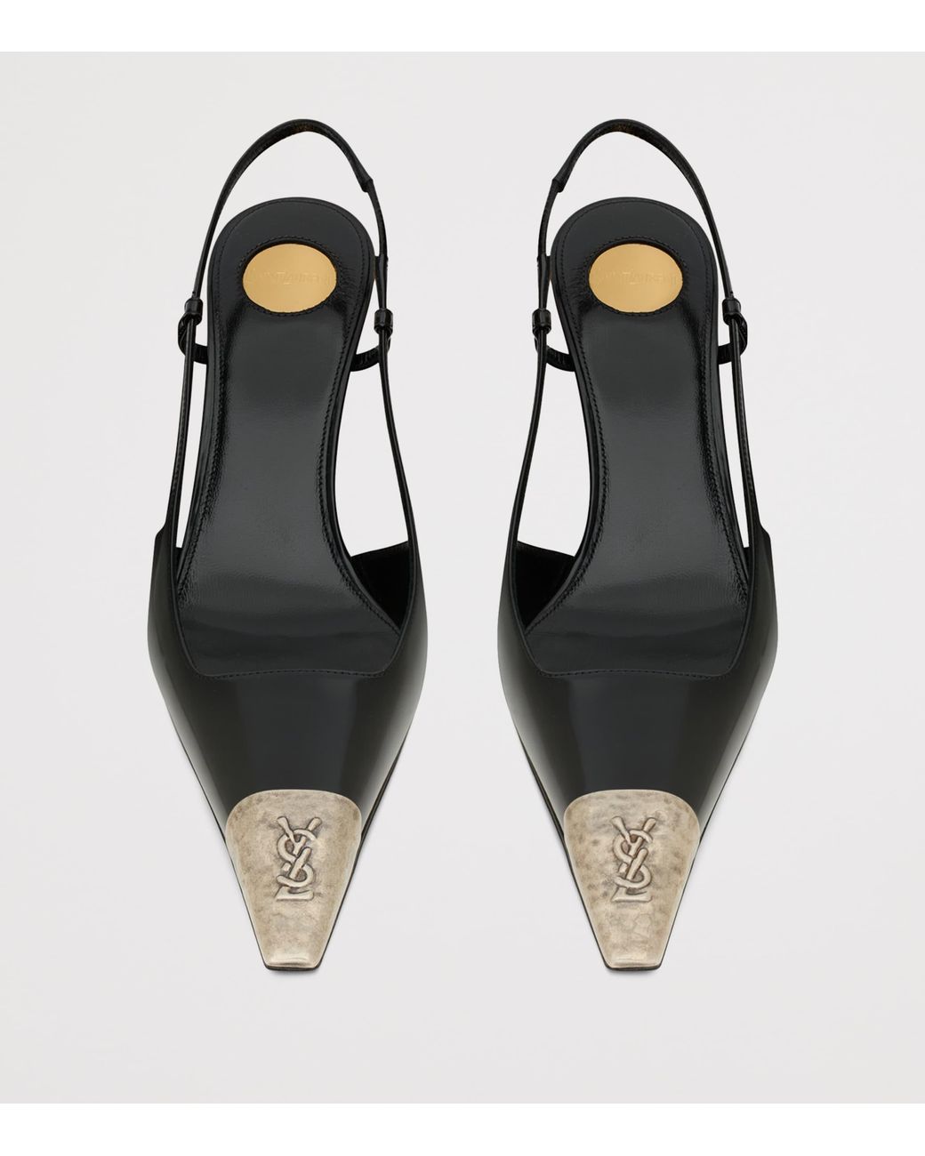 Saint Laurent Black Leather Jeanne Slingback Pumps 75