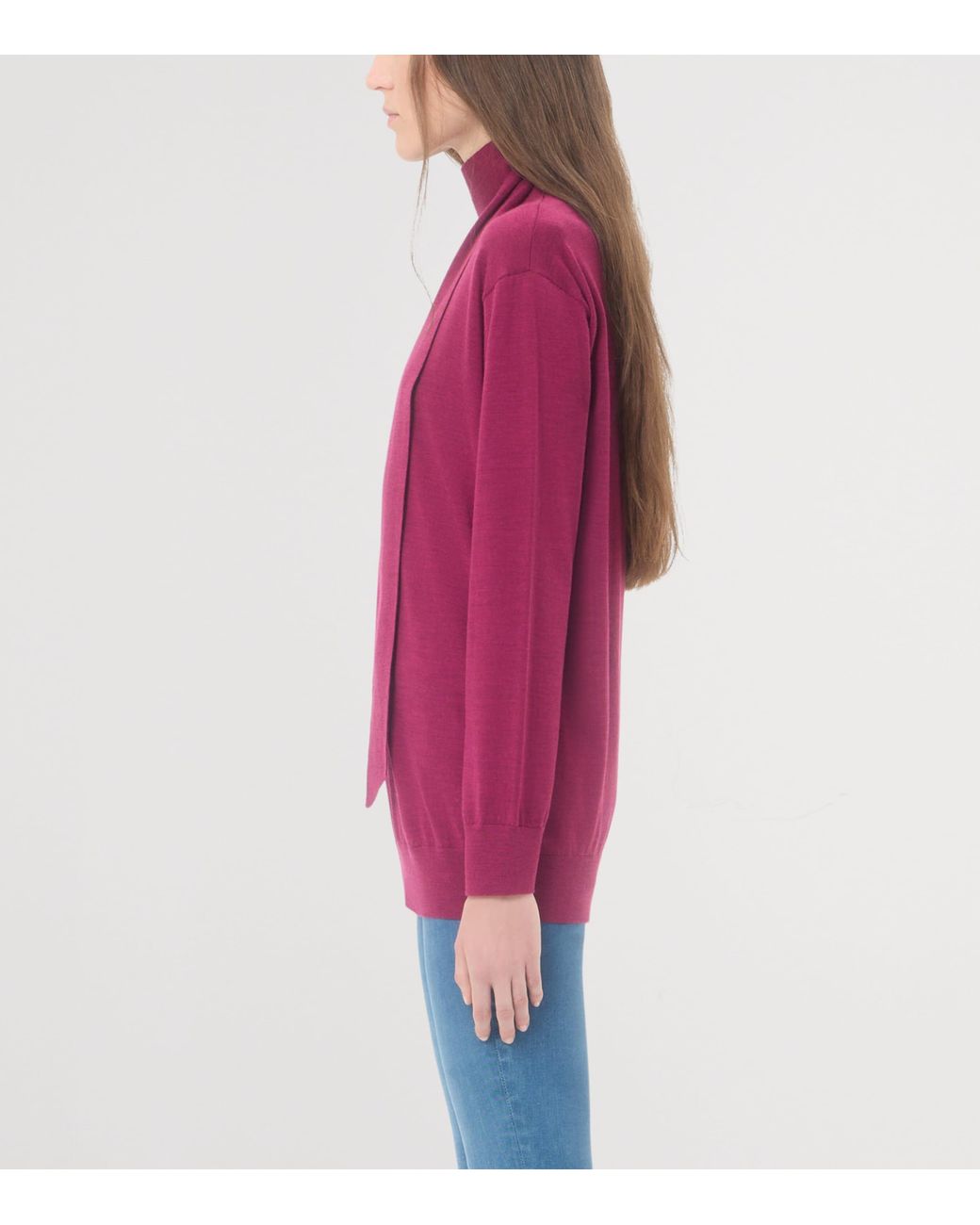 Valentino Pink Wool Tie-Neck Sweater