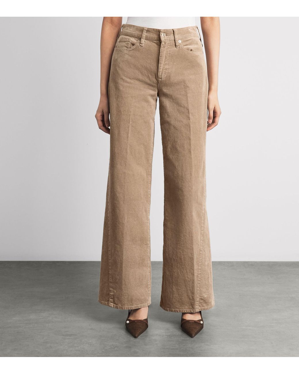 7 For All Mankind Natural Corduroy Lotta Wide-Leg Trousers