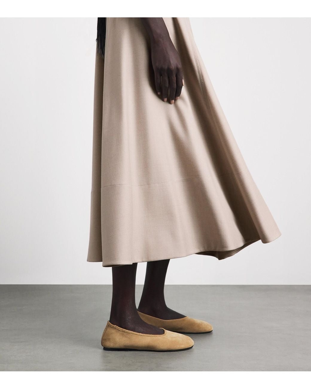 Agnona Gray Satin-Trim A-Line Midi Skirt