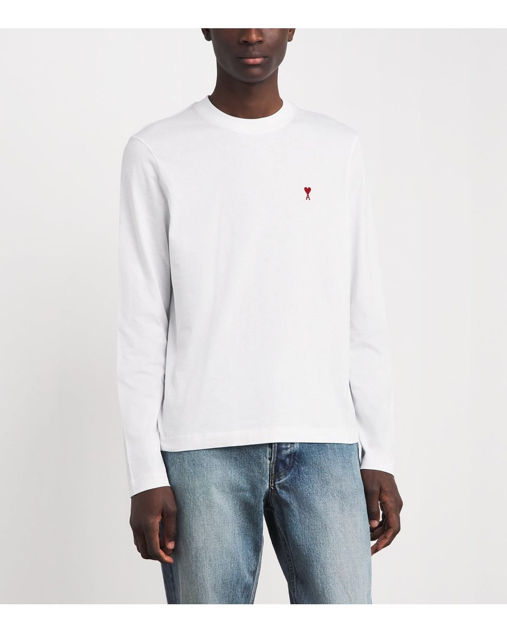 AMI White Cotton Long-Sleeve Ami De Coeur T-Shirt for men
