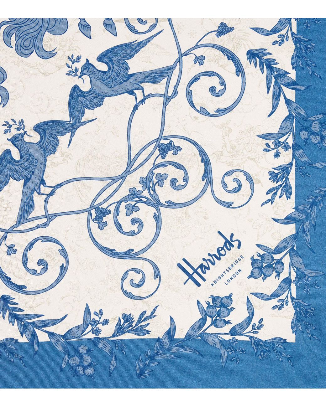 Harrods Blue Silk Menagerie Scarf