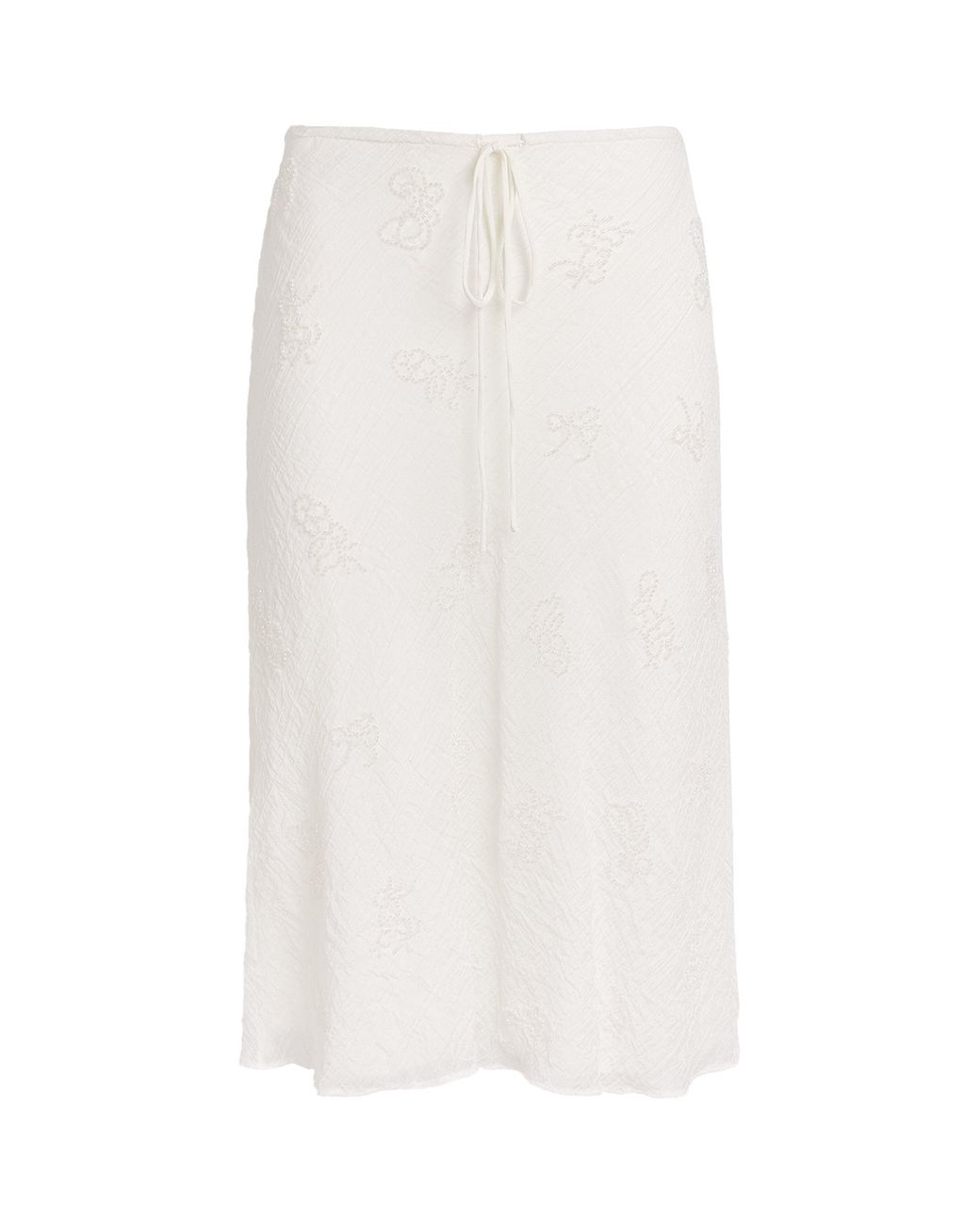 Staud White Embellished Lucia Midi Skirt