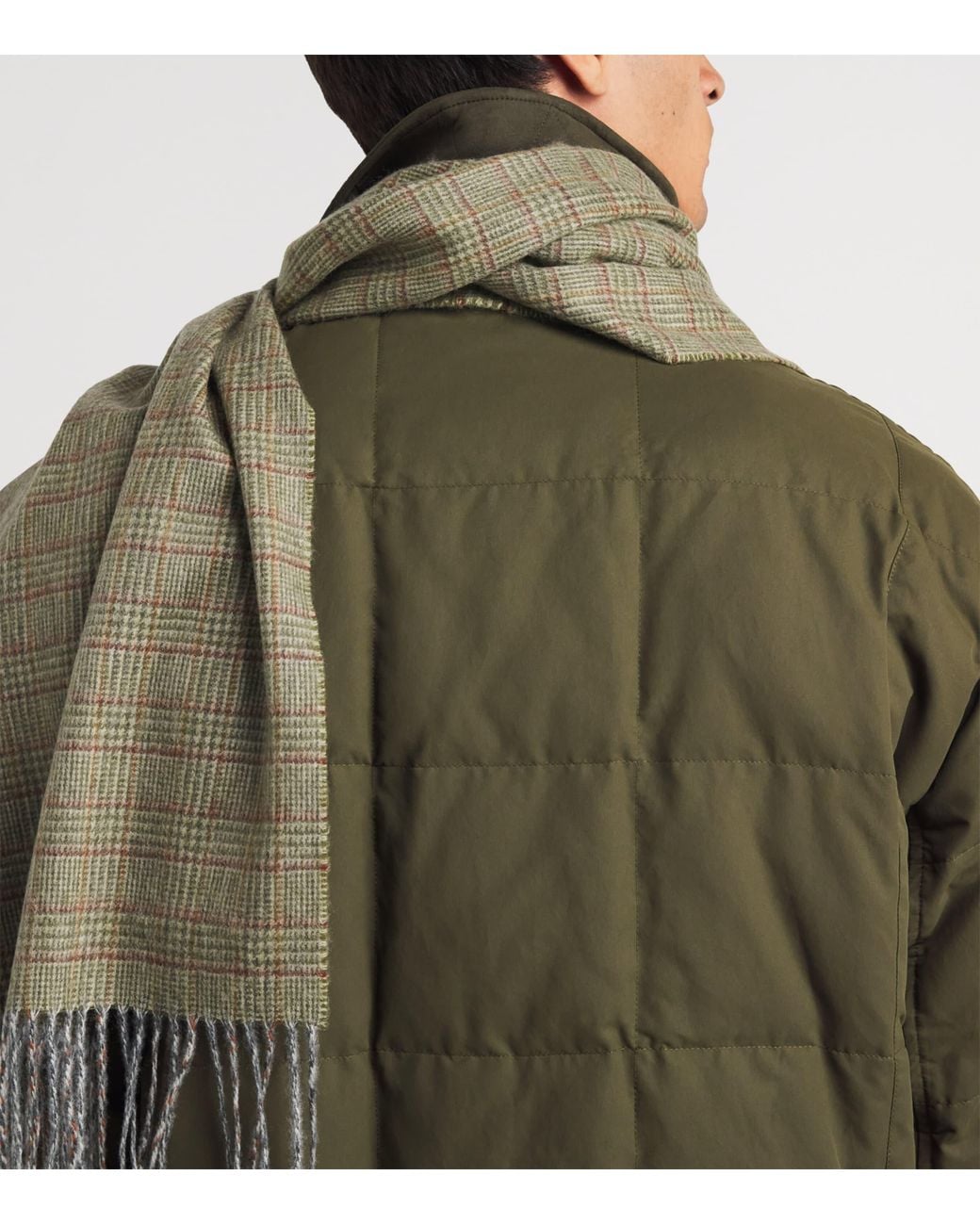 James Purdey & Sons Green Cashmere Check Blair Scarf for men