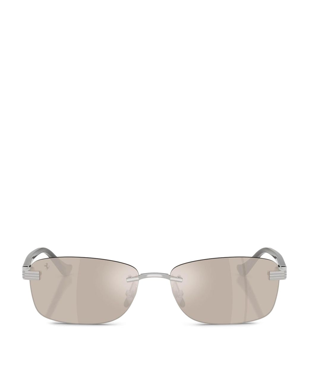 Ferrari Metallic Titanium Rimless Rectangular Sunglasses