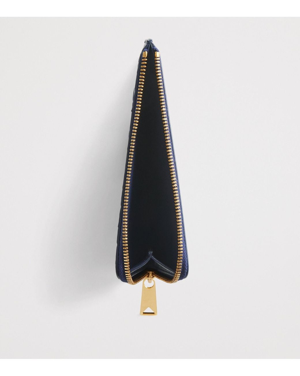 Bottega Veneta Blue Leather Intrecciato L-Zip Card Holder