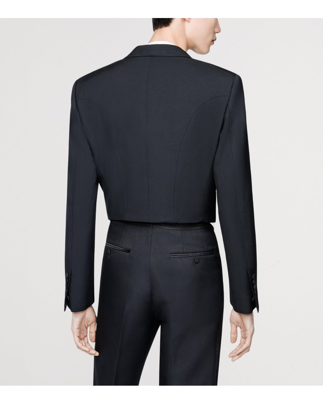 Tom Ford Black Virgin-Wool Cropped Evening Jacket for men