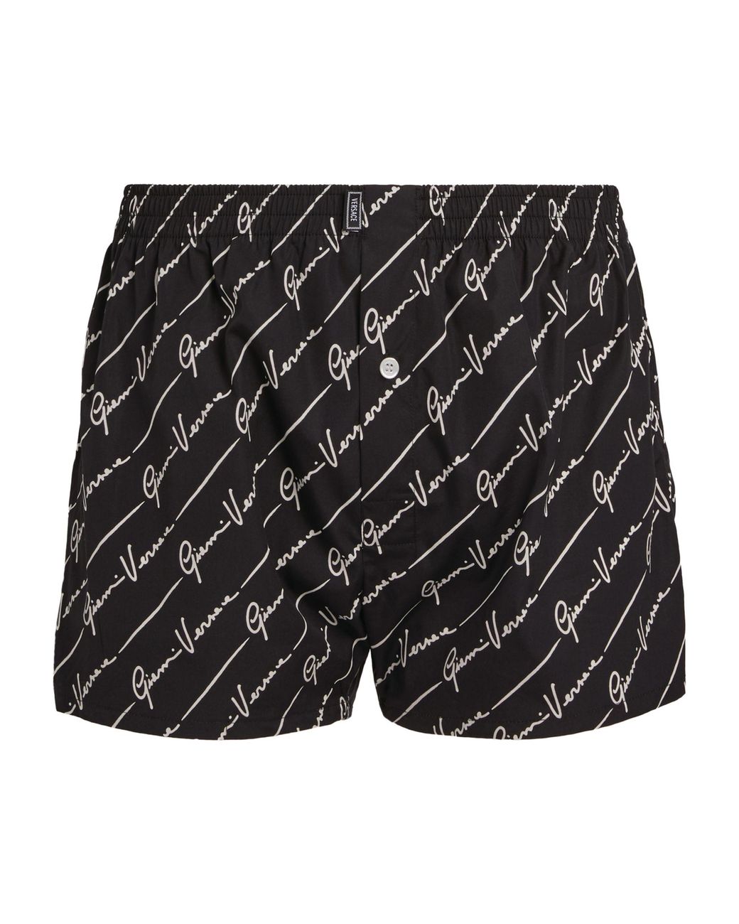 Versace Cotton Signature Print Boxer Shorts in Black for Men Lyst