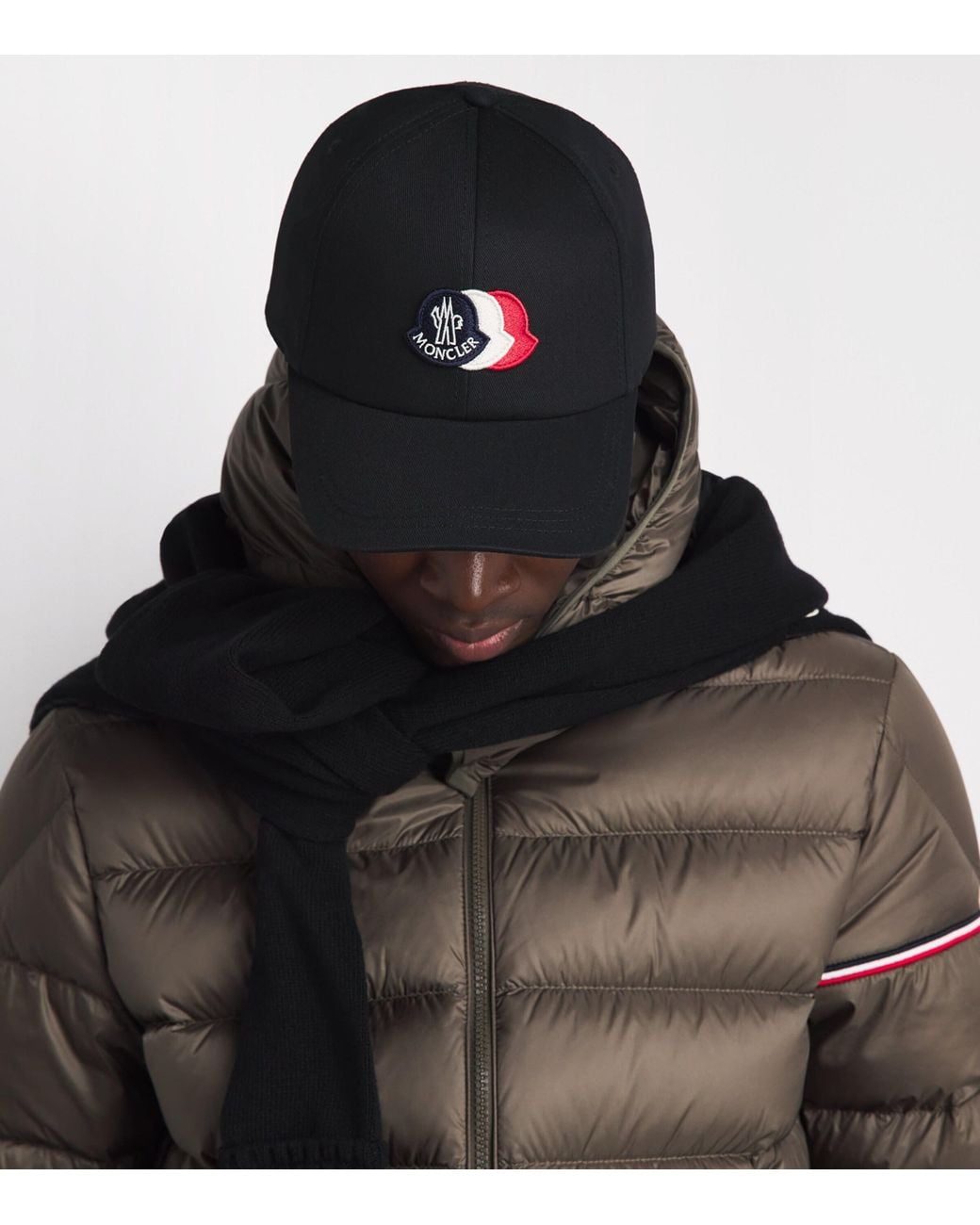 Moncler Black Cotton Logo Baseball Cap for men