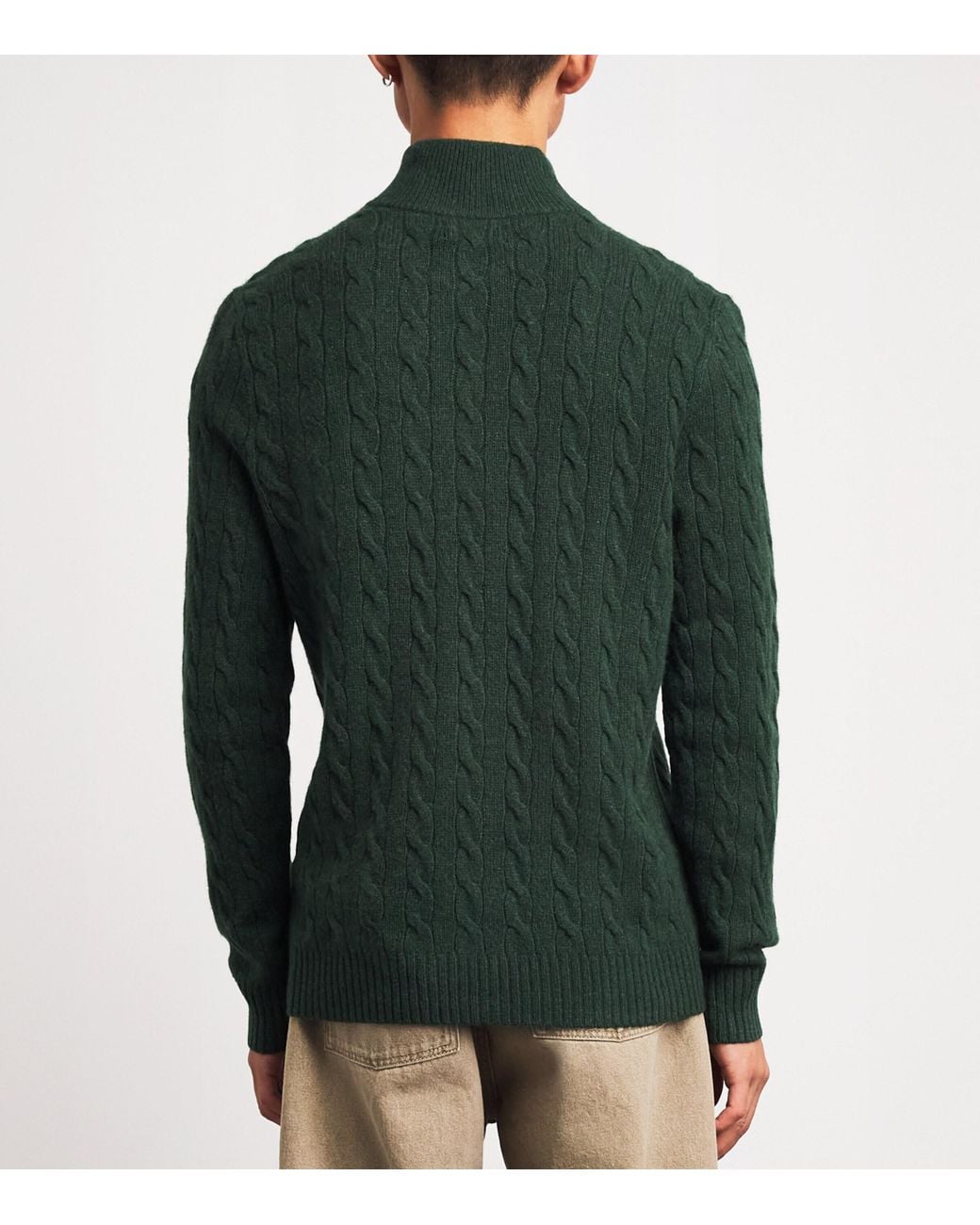 Polo Ralph Lauren Green Wool-Cashmere Quarter-Zip Sweater for men