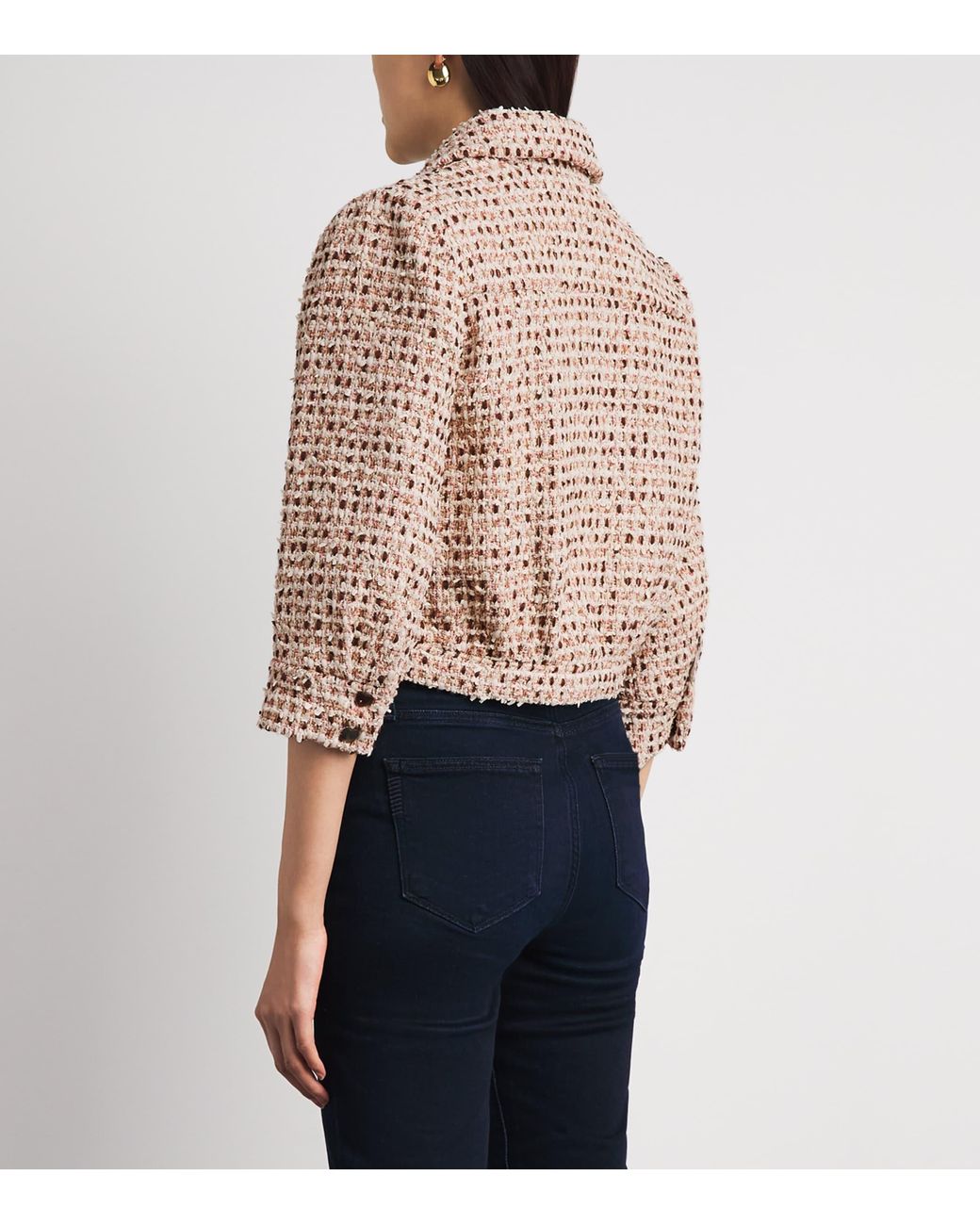 L'Agence Brown Tweed Jia Cropped Jacket