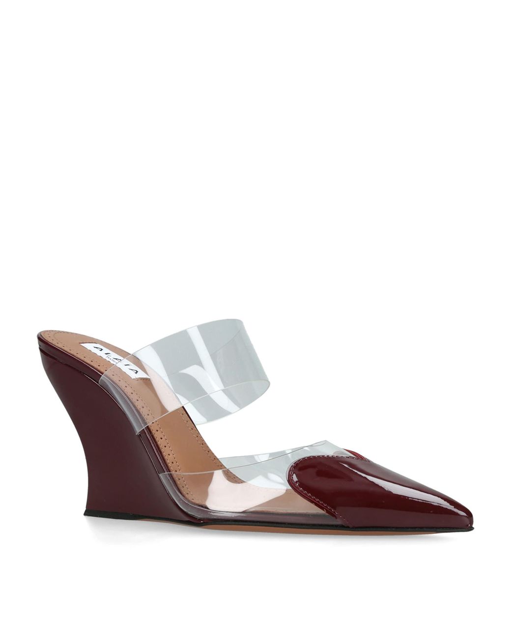 Alaïa Purple Leather-Pvc Le Coeur Wedge Mules 90