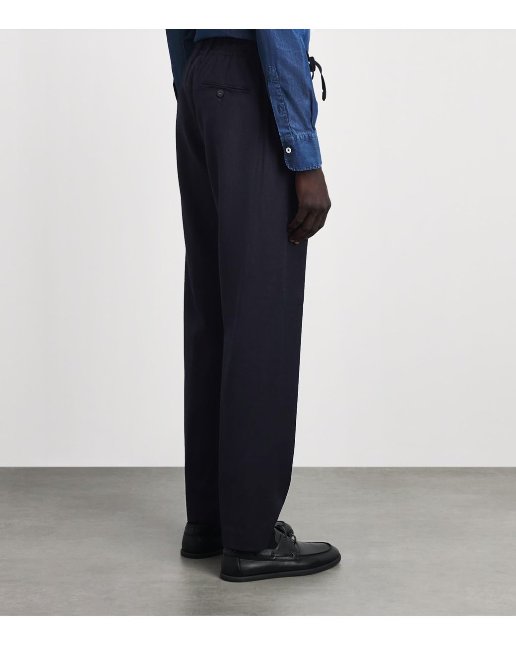 Canali Blue Wool Drawstring Trousers for men