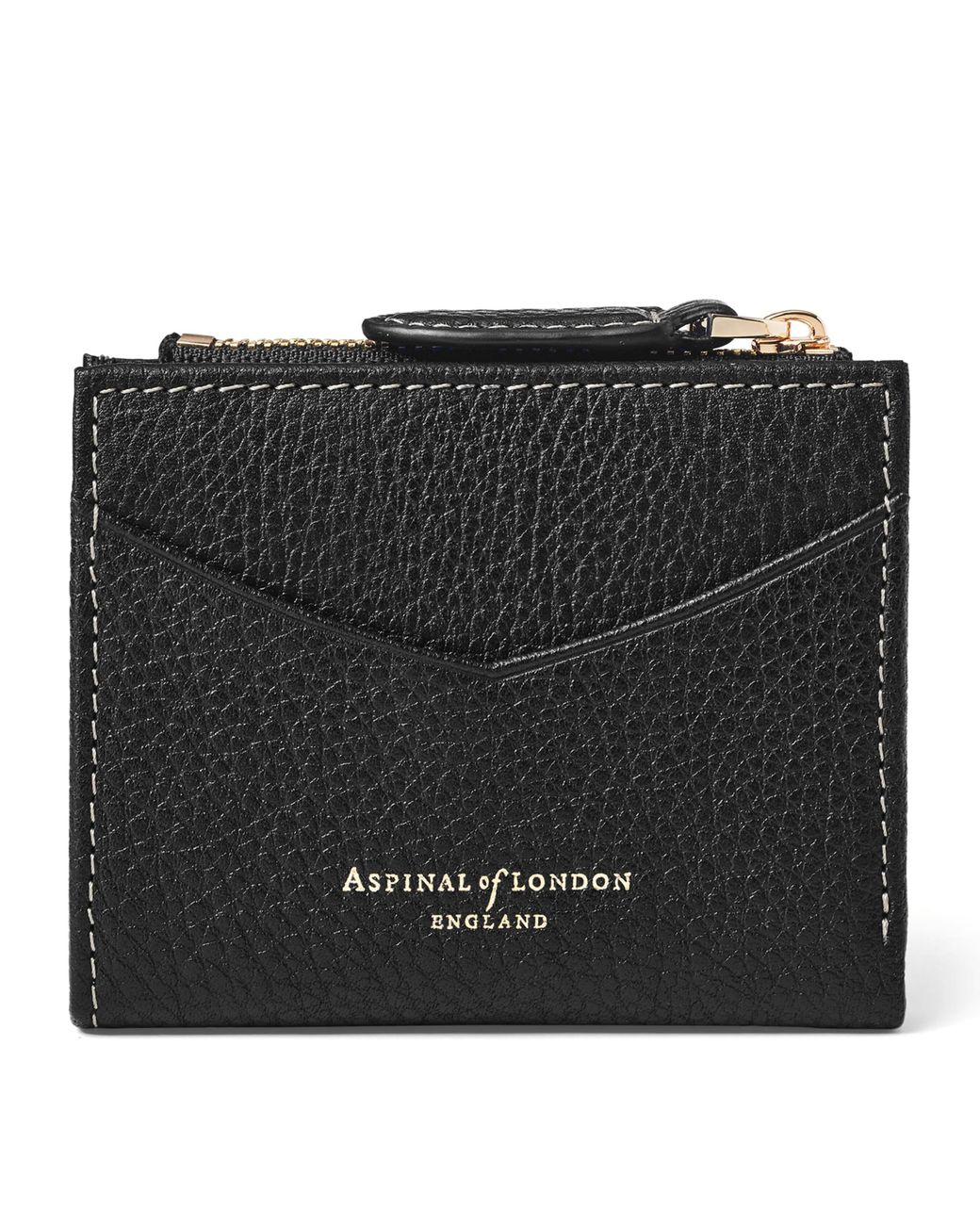 Aspinal Black Leather Hudson Coin And Card Holder