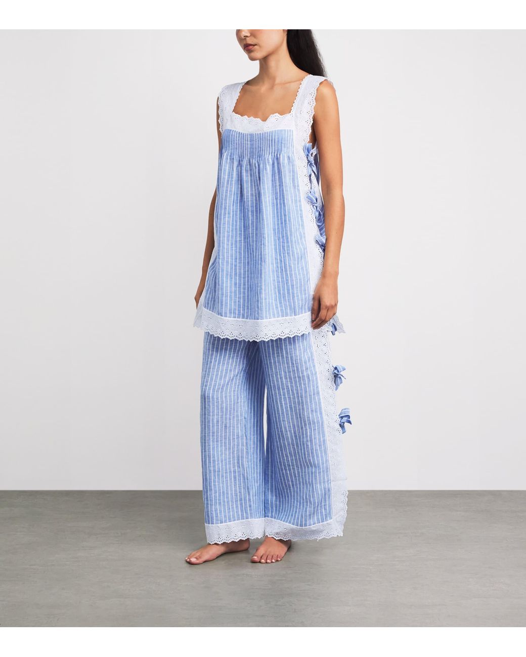 Loretta Caponi Blue Linen Clarissa Trousers