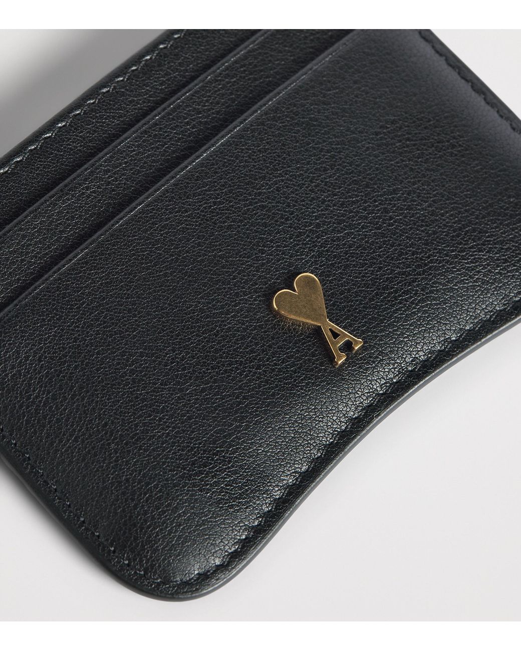 AMI Black Grained Leather Paris Card Holder for men