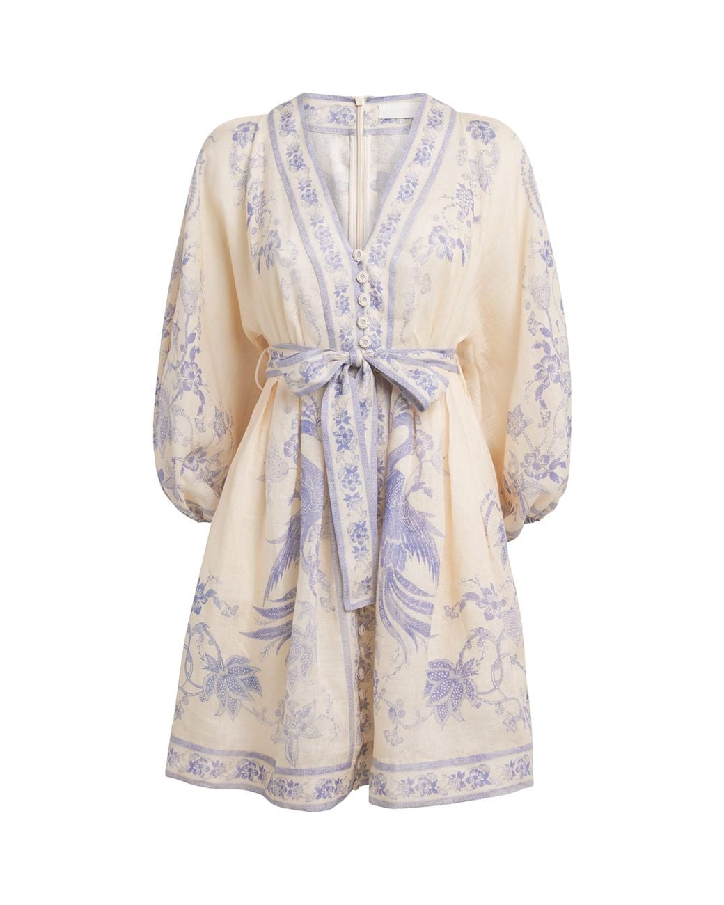 Zimmermann White Linen Indra Plunge Mini Dress