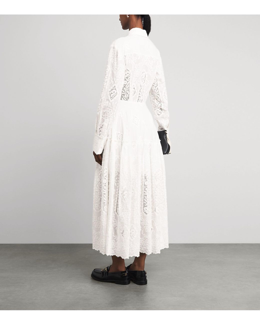 Erdem White Cotton Embroidered Midi Shirt Dress