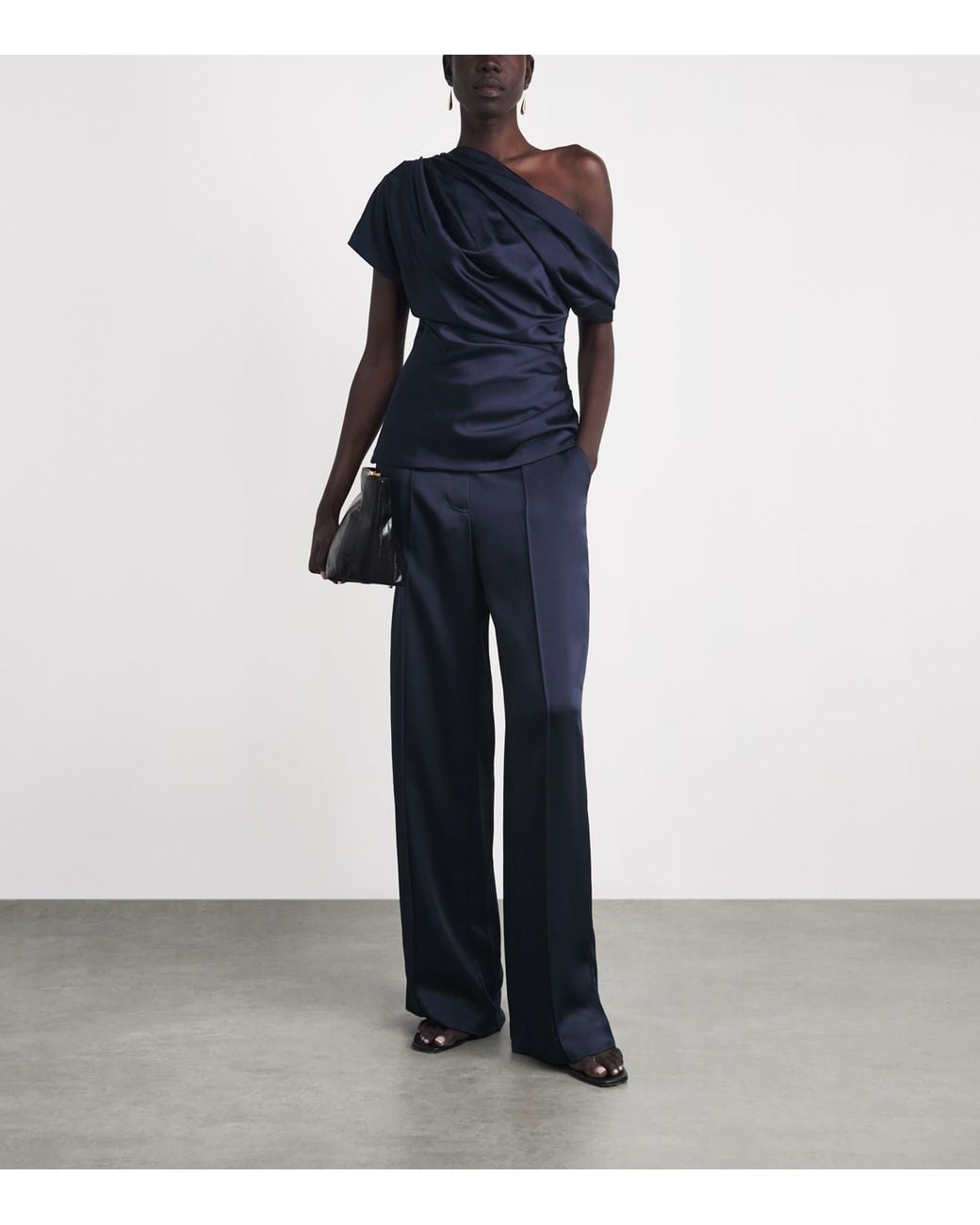 Jonathan Simkhai Blue Phoebe Off-Shoulder Top