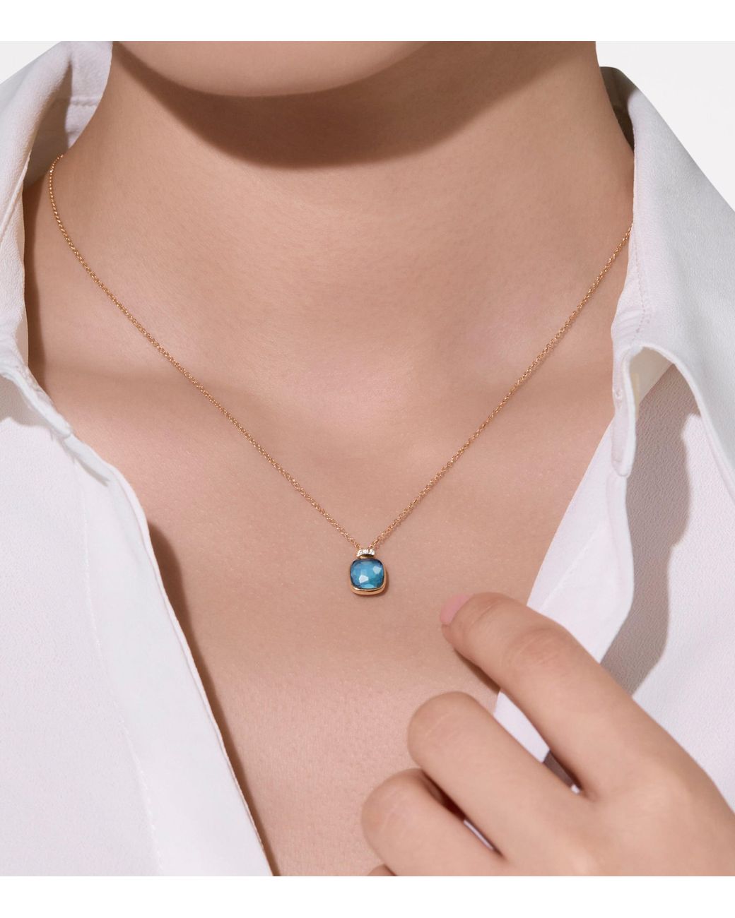Pomellato Metallic Mixed, Topaz And Diamond Nudo Necklace