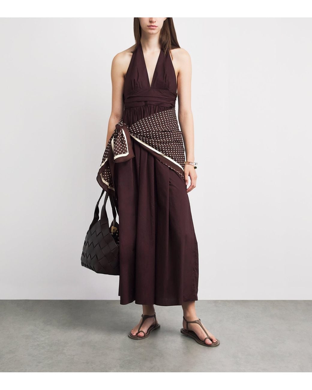 Matteau Brown Silk Polka-Dot Pareo