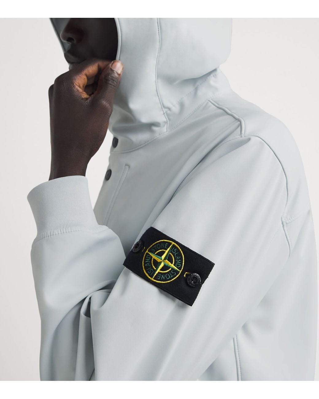 Stone Island Blue Softshell Hooded Parka for men