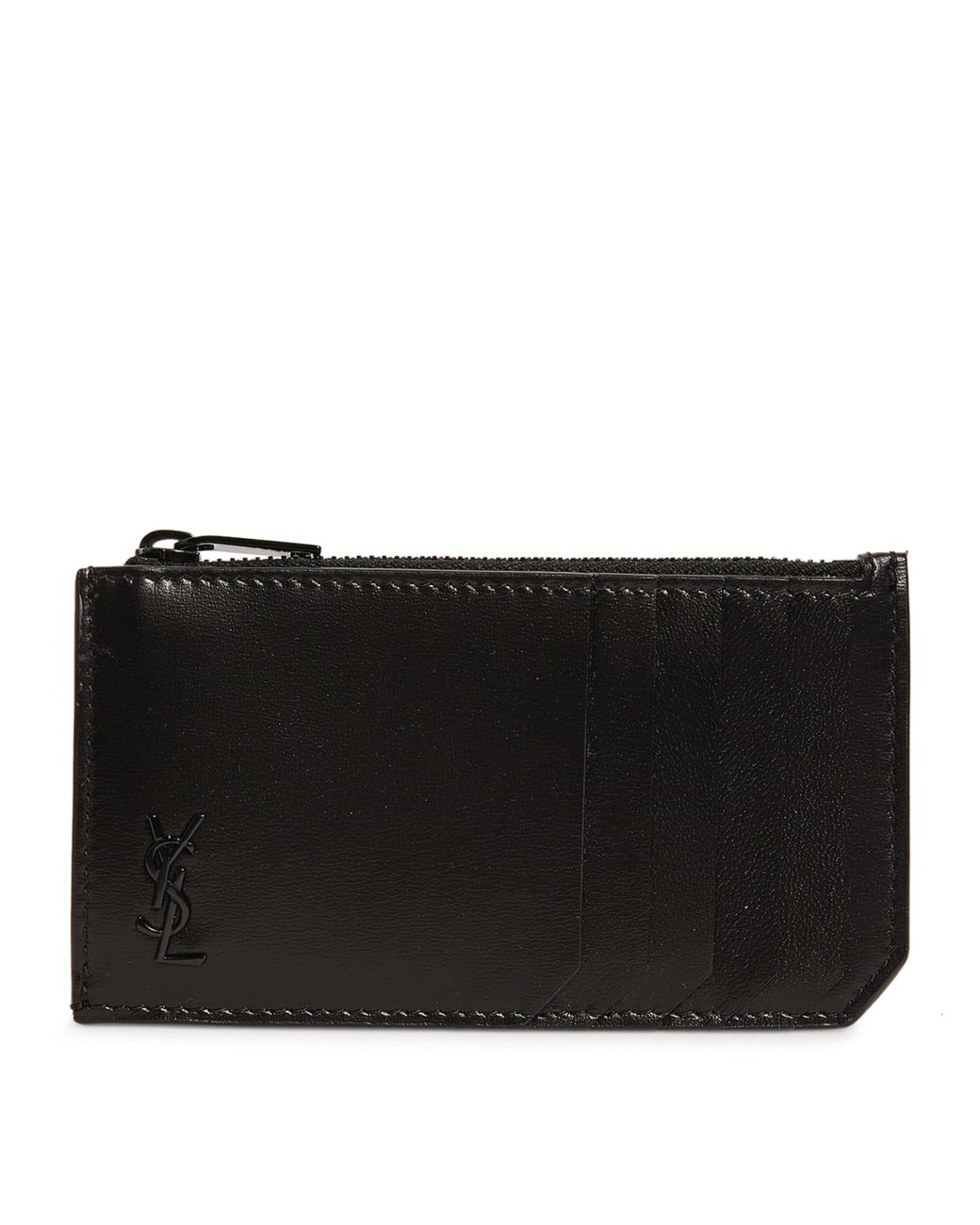 Saint Laurent Black Leather Fragments Monogram Card Holder for men