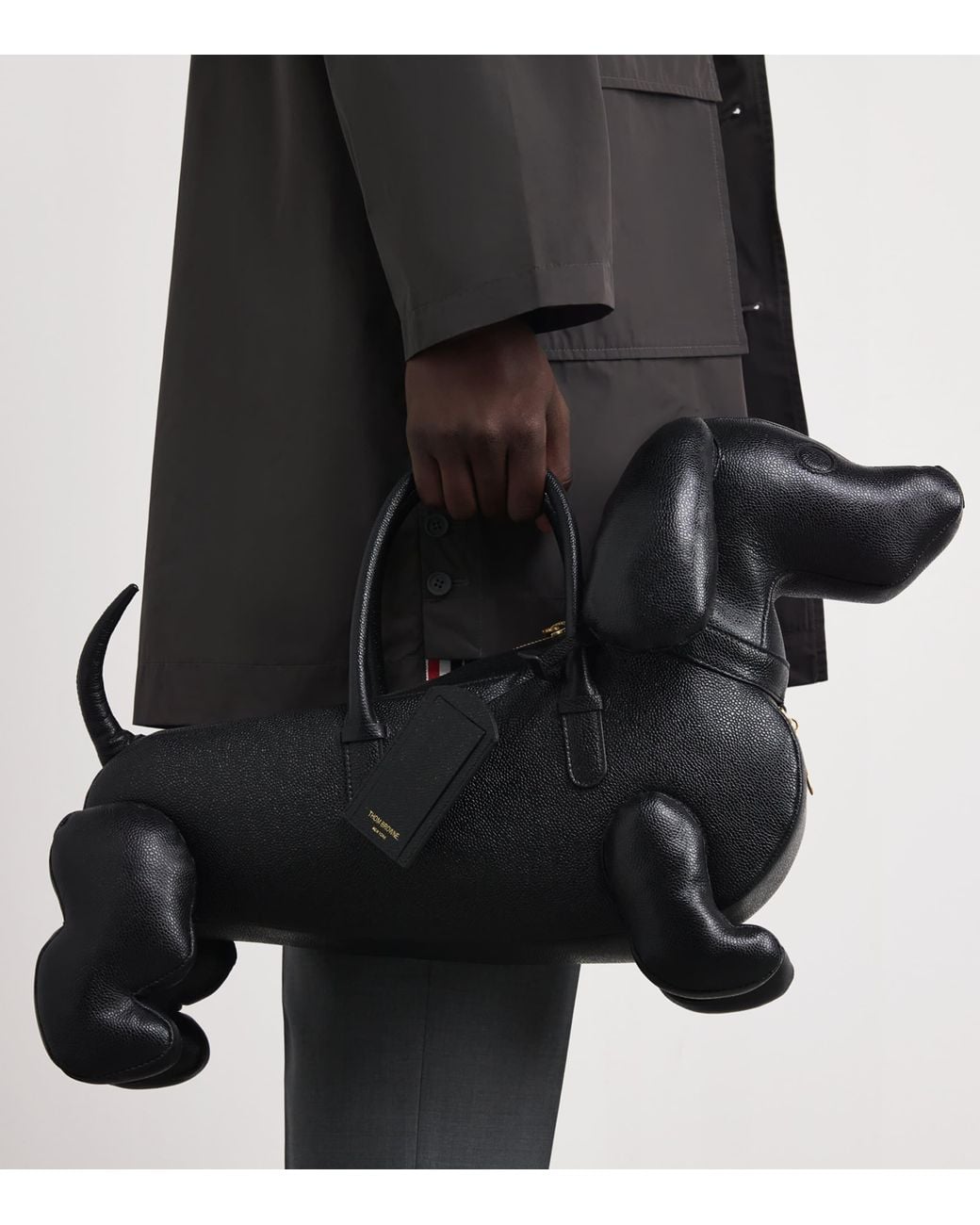 Thom Browne Black Leather Hector Top-Handle Bag