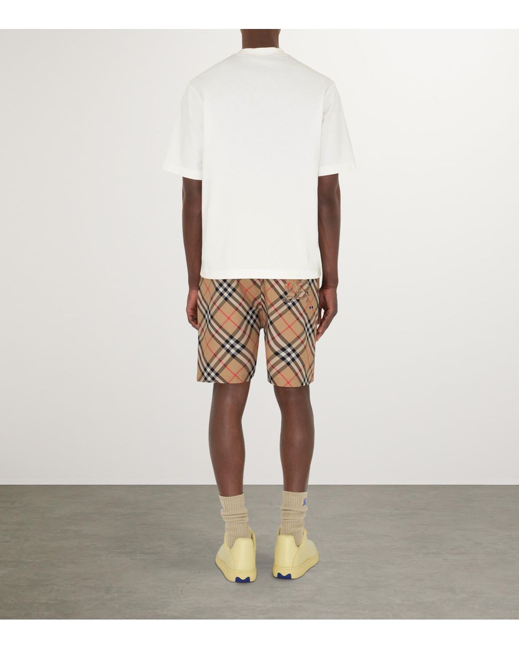 Burberry Yellow Relaxed Check Shorts for men