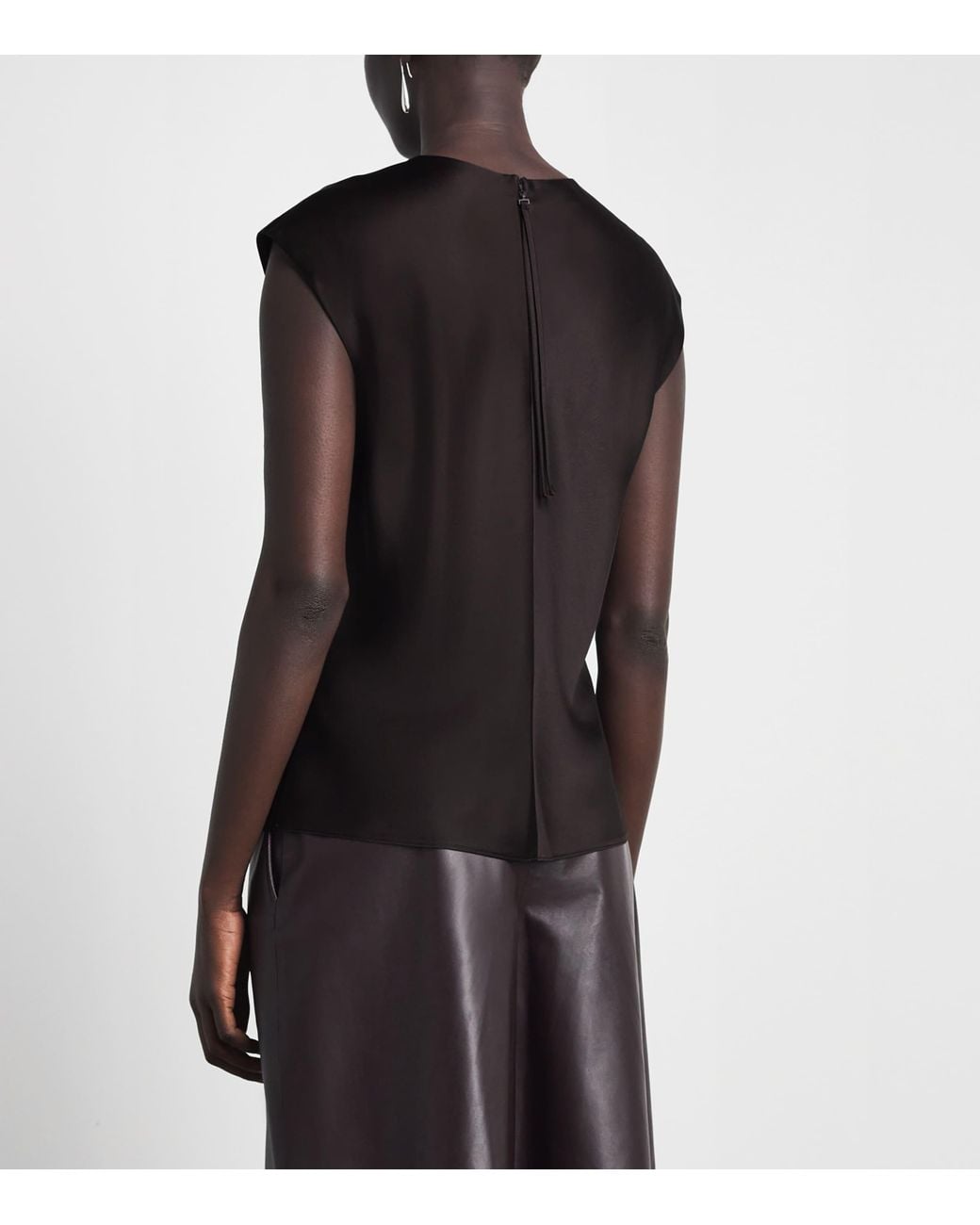 Vince Black Satin Sleeveless Blouse