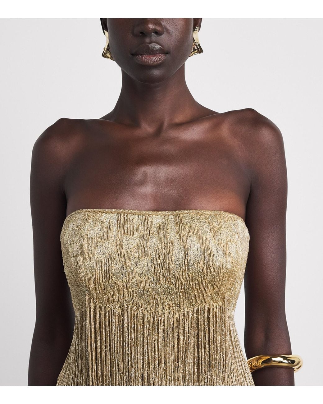 Marmar Halim White Strapless Embroidered Column Gown