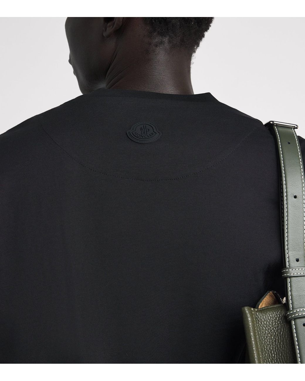 Moncler Black Cotton Logo T-Shirt for men