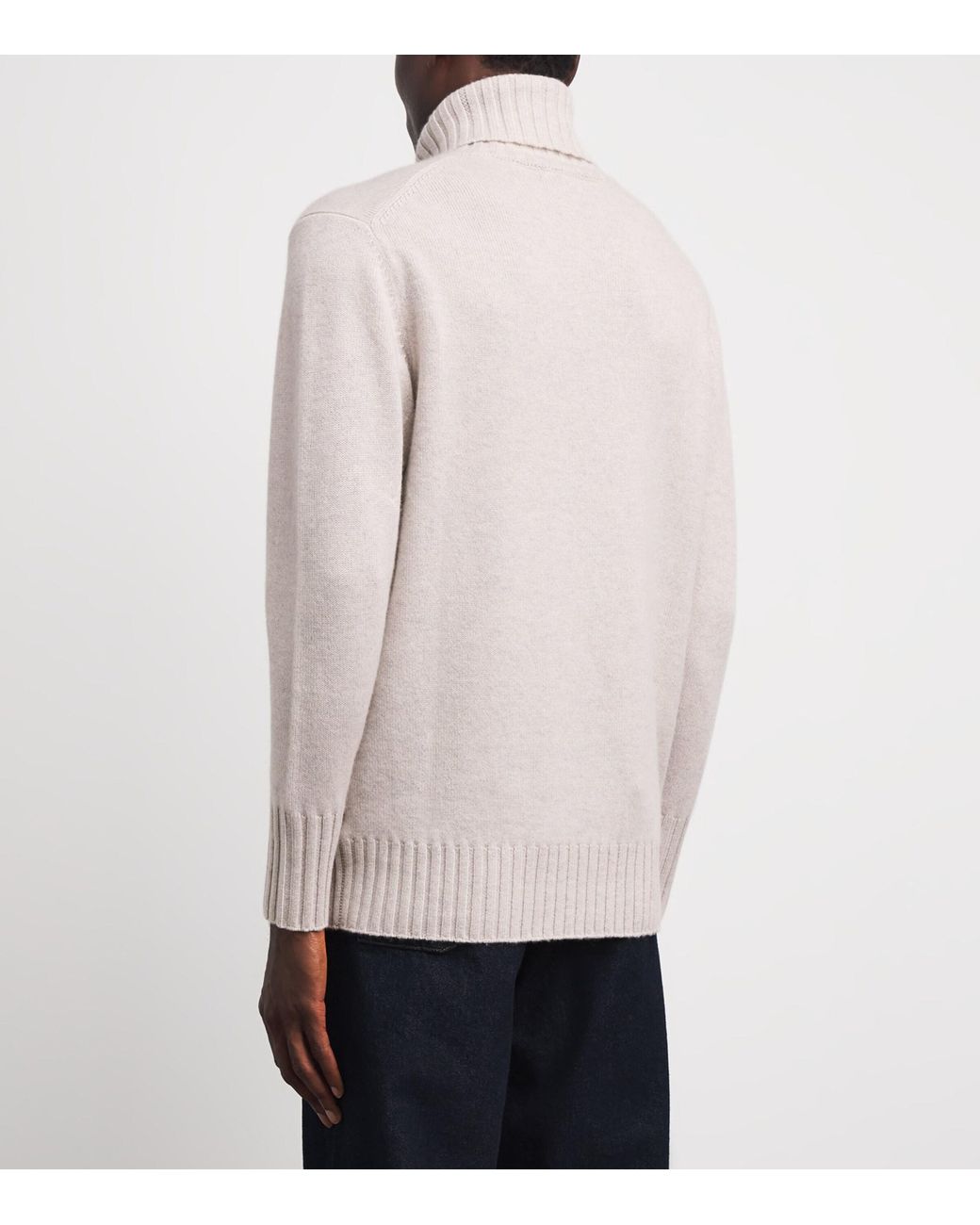 N.Peal Cashmere White Cashmere Brompton Rollneck Sweater for men