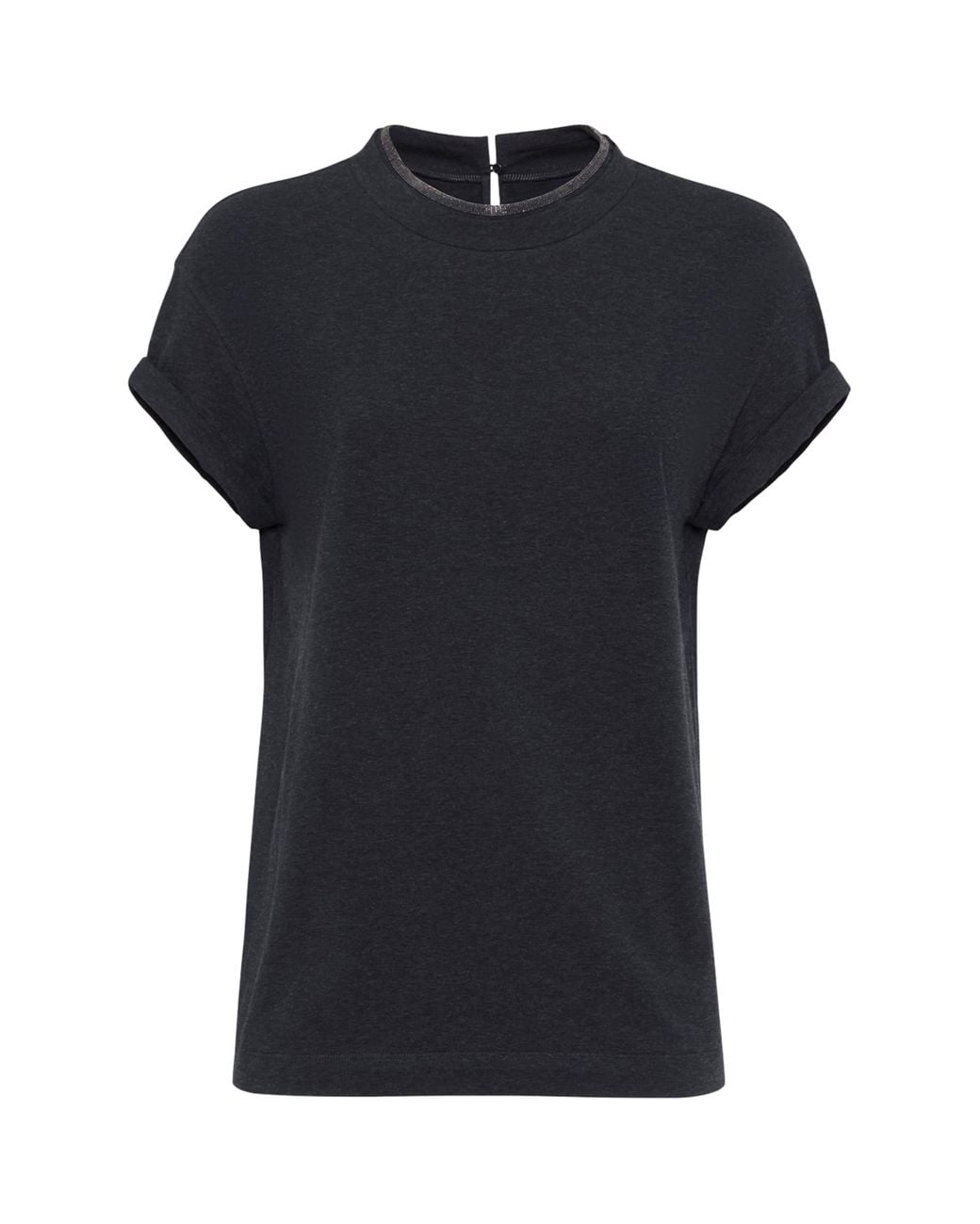 Brunello Cucinelli Black Stretch-Cotton Monili-Detail T-Shirt