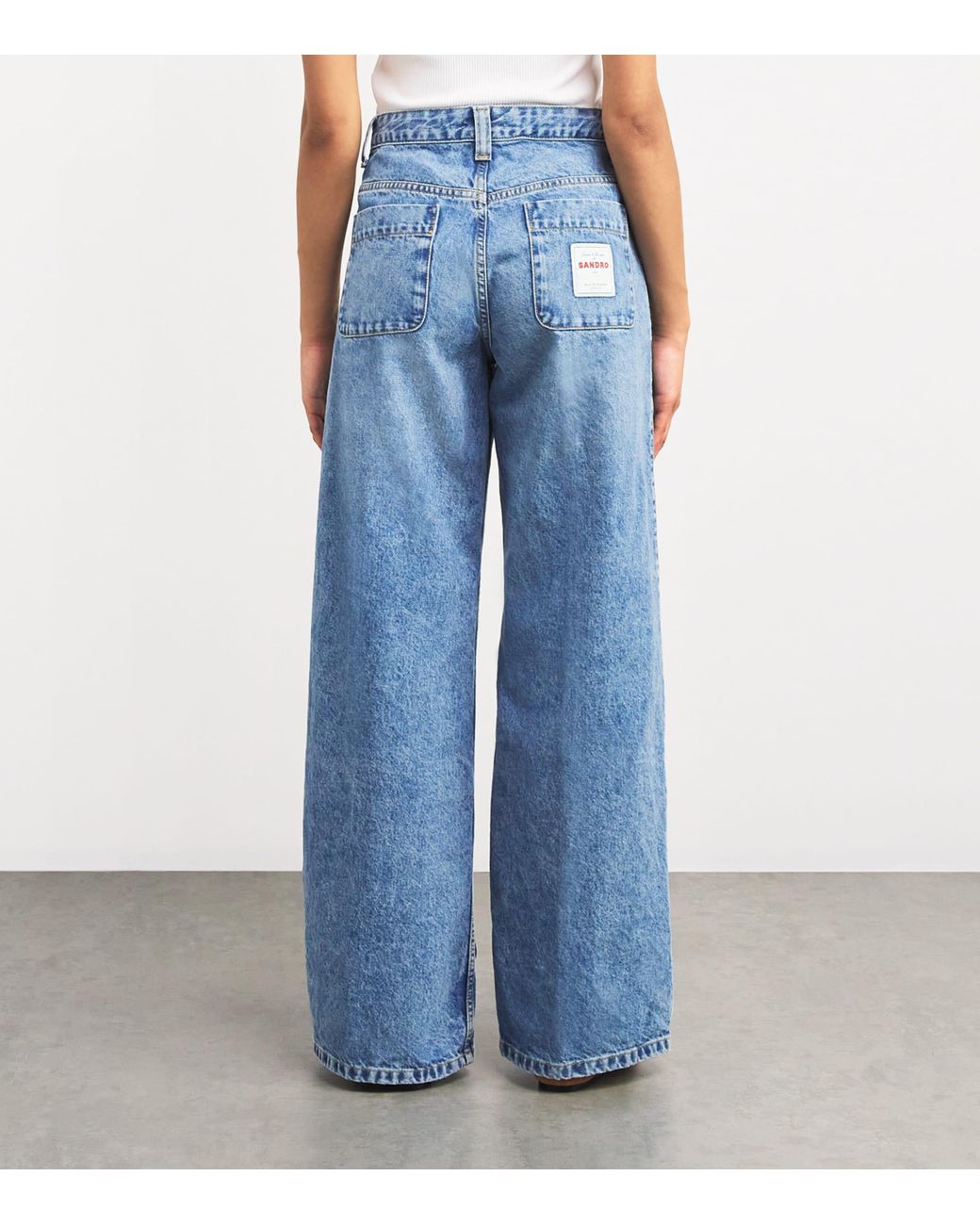 Sandro Blue High-Waist Wide-Leg Jeans
